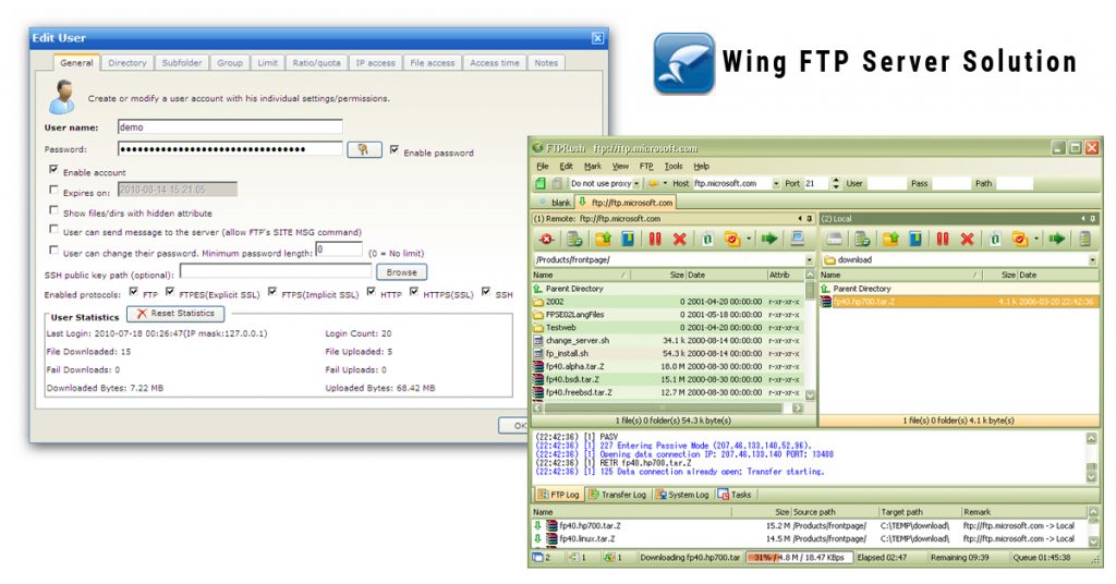 configure wing ftp server email